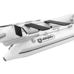 buy-white-dinghy-inflatable-boat-with-a-keel-and-a-motor-navigator-lp240bk-scaled