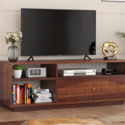 Emery Sheesham Wood Tv Cabinet with Storage (Brown Finish) (1)