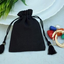 black cotton drawstring bag